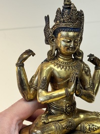 A fine Sino-Tibetan gilt-bronze Buddha, 17/18th C.