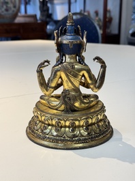 A fine Sino-Tibetan gilt-bronze Buddha, 17/18th C.