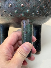 A Chinese archaic bronze ritual tripod food vessel, 'ding 鼎', Western Zhou