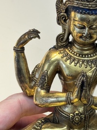 A fine Sino-Tibetan gilt-bronze Buddha, 17/18th C.