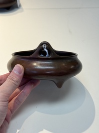 A Chinese bronze tripod censer, Kangxi mark and of the period
