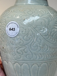 A Chinese qingbai vase with floral design, Song/Yuan