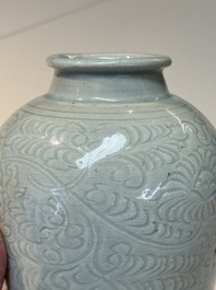A Chinese qingbai vase with floral design, Song/Yuan