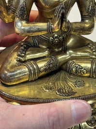 A fine Sino-Tibetan gilt-bronze Buddha, 17/18th C.