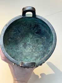A Chinese archaic bronze ritual tripod food vessel, 'ding 鼎', Western Zhou