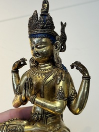 A fine Sino-Tibetan gilt-bronze Buddha, 17/18th C.