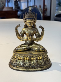 A fine Sino-Tibetan gilt-bronze Buddha, 17/18th C.