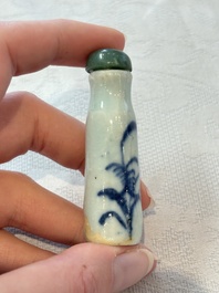 A diverse group of 12 Chinese snuff bottles and three covered seal paste boxes, Qianlong and Daoguang marks, 19th C.