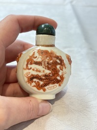 A diverse group of 12 Chinese snuff bottles and three covered seal paste boxes, Qianlong and Daoguang marks, 19th C.