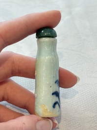 A diverse group of 12 Chinese snuff bottles and three covered seal paste boxes, Qianlong and Daoguang marks, 19th C.