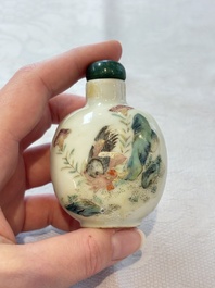 A diverse group of 12 Chinese snuff bottles and three covered seal paste boxes, Qianlong and Daoguang marks, 19th C.