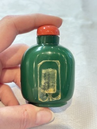 A diverse group of 12 Chinese snuff bottles and three covered seal paste boxes, Qianlong and Daoguang marks, 19th C.