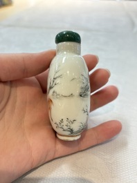 A diverse group of 12 Chinese snuff bottles and three covered seal paste boxes, Qianlong and Daoguang marks, 19th C.