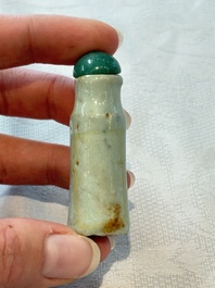 A diverse group of 12 Chinese snuff bottles and three covered seal paste boxes, Qianlong and Daoguang marks, 19th C.