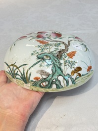A fine Chinese famille rose 'eight peaches' box and cover, Qianlong mark, Republic
