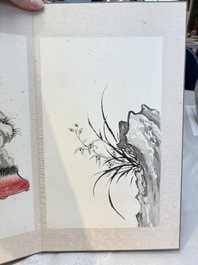 Chinese school: 'Flowers and calligraphies', writings with signatures of celebrities, ink and colour on paper