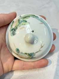 A rare Chinese famille rose teapot with an erotic depiction of a European lady, Yongzheng