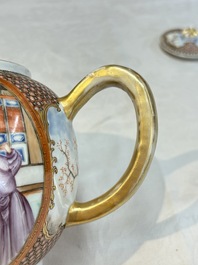 A Chinese Canton famille rose 'mandarin subject' teapot, Qianlong