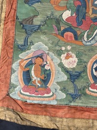 A Tibetan thangka depicting Green Tara, 19th C.