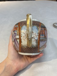 A Chinese Canton famille rose 'mandarin subject' teapot, Qianlong