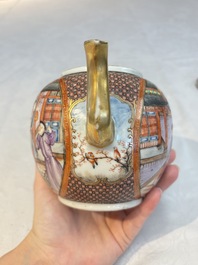 A Chinese Canton famille rose 'mandarin subject' teapot, Qianlong
