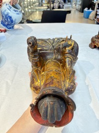 A set of three Chinese or Vietnamese gilt-lacquered wooden sculptures of Buddha, 18/19th C.