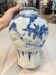 Three Chinese blue and white 'Lian Sheng San Ji 連升三級' vases, Transitional period
