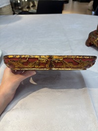 A set of three Chinese or Vietnamese gilt-lacquered wooden sculptures of Buddha, 18/19th C.