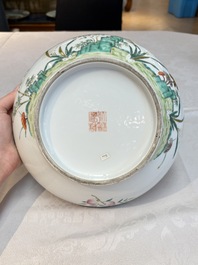 A fine Chinese famille rose 'eight peaches' box and cover, Qianlong mark, Republic
