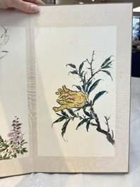 Chinese school: 'Flowers and calligraphies', writings with signatures of celebrities, ink and colour on paper