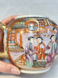 A Chinese Canton famille rose 'mandarin subject' teapot, Qianlong