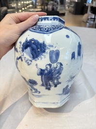 Three Chinese blue and white 'Lian Sheng San Ji 連升三級' vases, Transitional period