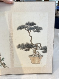 Chinese school: 'Flowers and calligraphies', writings with signatures of celebrities, ink and colour on paper