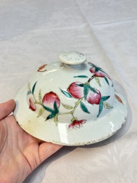 A Chinese famille rose 'nine peaches' vase and cover, 19th C.