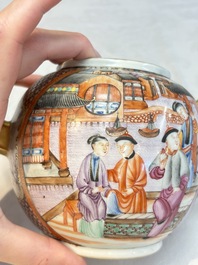 A Chinese Canton famille rose 'mandarin subject' teapot, Qianlong
