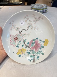 A Chinese famille rose dish with floral design, Yongzheng