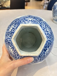 Three Chinese blue and white 'Lian Sheng San Ji 連升三級' vases, Transitional period