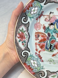 A fine Chinese famille rose 'Xi Xiang Ji' plate, Yongzheng/Qianlong