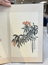 Chinese school: 'Flowers and calligraphies', writings with signatures of celebrities, ink and colour on paper