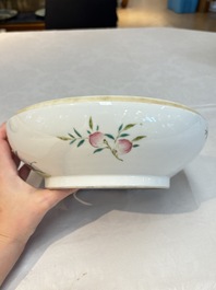 A fine Chinese famille rose 'eight peaches' box and cover, Qianlong mark, Republic