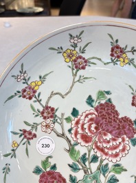 A Chinese famille rose 'peonies and plum blossoms' dish, Yongzheng