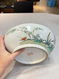 A fine Chinese famille rose 'eight peaches' box and cover, Qianlong mark, Republic