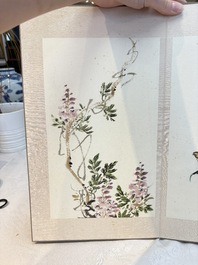 Chinese school: 'Flowers and calligraphies', writings with signatures of celebrities, ink and colour on paper