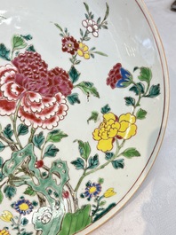 A Chinese famille rose 'peonies and plum blossoms' dish, Yongzheng
