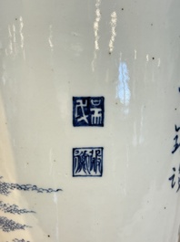 A Chinese blue and white 'He Lu Tong Chun 鶴鹿同春' vase, Tao Cheng Tang 陶成堂 mark, 18/19th C.