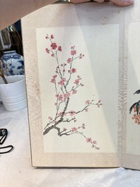 Chinese school: 'Flowers and calligraphies', writings with signatures of celebrities, ink and colour on paper