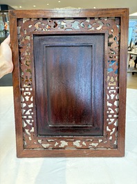 A Chinese famille rose 'gathering of sages' plaque, mounted in a wooden frame, Republic