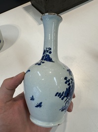 Two blue and white Dutch Delft chinoiserie vases, 17/18th C.