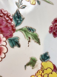 A Chinese famille rose 'peonies and plum blossoms' dish, Yongzheng