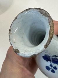 Two blue and white Dutch Delft chinoiserie vases, 17/18th C.
